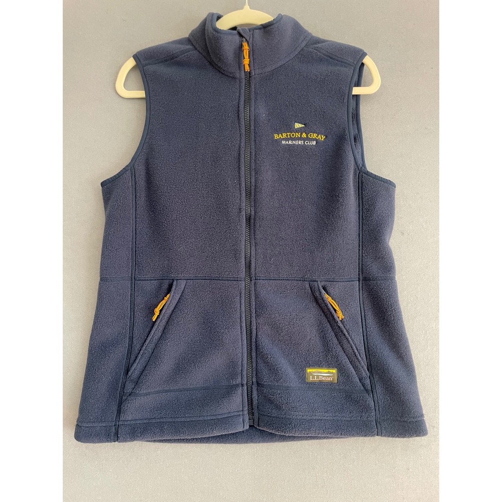 L.L. Bean Women M Fleece Vest Navy Blue Zip Mariners Club‎ Logo Boat Gorpcore * - Picture 5 of 14